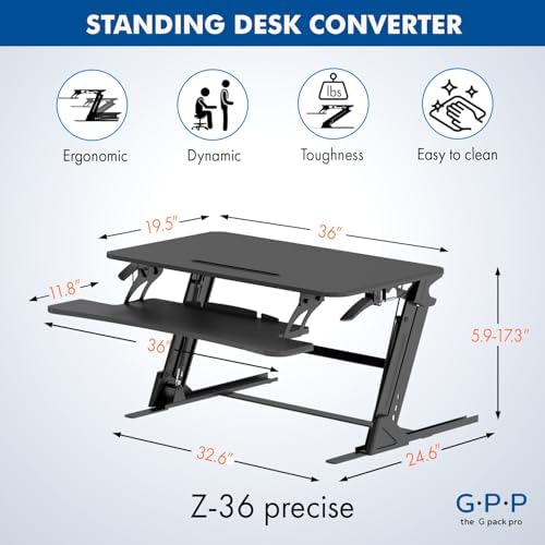 36 Inch Standing Desk Converter, Adjustable Height