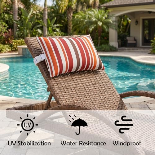 Chaise Lounge Head Pillow Oudoor Patio Pillow with Elastic Strap