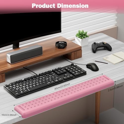 Leolee L-Shaped Desk Long Wrist Rest Elbow 60CM, Light Pink Arm Rest Desk