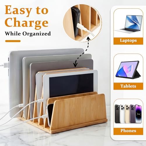 Unittype Bamboo Multi Device Organizer, 6 Slots