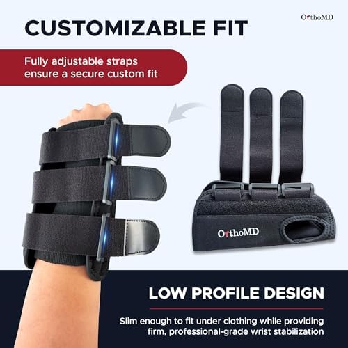 Carpal Tunnel Wrist Brace – Orthopedic Hand Surgeon Designed Wrist Splint for Sleeping & Daytime Support – Rigid Stabilizer (NOT a Soft Sleeve) for Tendonitis, Arthritis & Wrist Pain – OrthoMD (RIGHT Wrist, Medium)