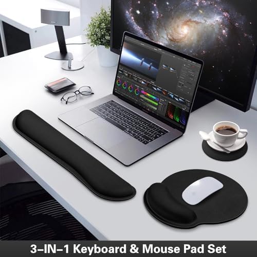 Mouse Pad Black, Ergonomic Keyboard Wrist Rest, Mouse Pad with Wrist Rest