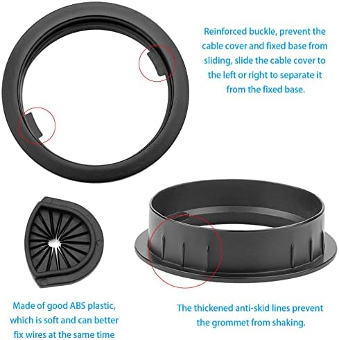 Desk Grommet, 2 Inch Metal Desk Cable Grommet, Black, 2 Pack