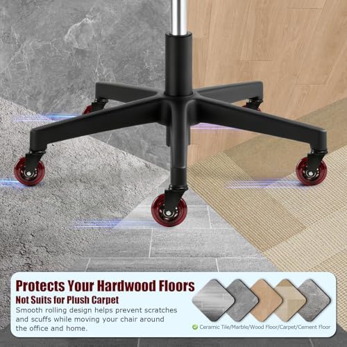 Office Chair Wheels 3 Inch, Set of 5, 880LBS Heavy Duty Casters, Red