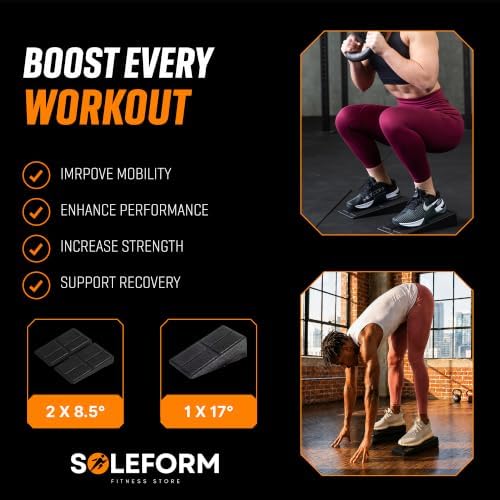 Heel Elevated Squat Wedge Block, 5 Adjustable Angles Weight Lifting Slant Board for Calf Stretching, Adjustable Lightweight Support for Mobility, Weight Lifting, Yoga and Home Gym Exercise