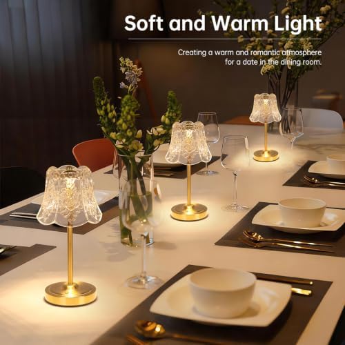 Shenmoyl Set of 2 Cordless Touch Table Lamp with 5200mAh Battery - 3 Adjustable Color Temperatures & Dimmable, Rechargeable Lamp for Bedsides, Living Room, Entryway, Bookshelves (Transparent Rose)