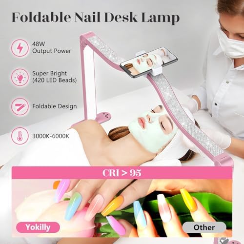 Yokilly Arc Half Moon Light: 34" Shadow-Free Large Nail Light for Desk