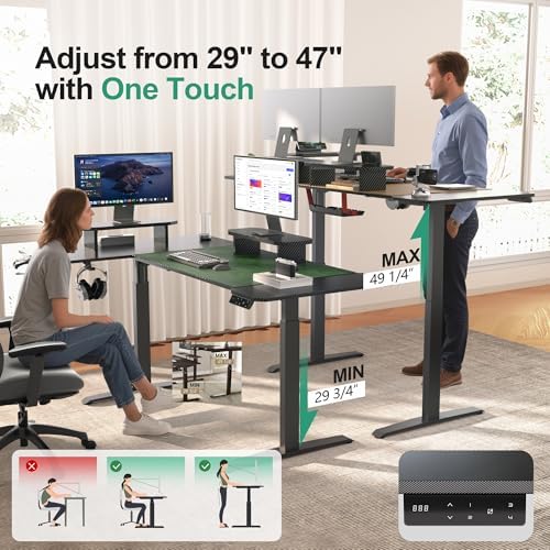 JWX 63-Inch L Shaped Standing Desk, Dual Motor, Reversible Design