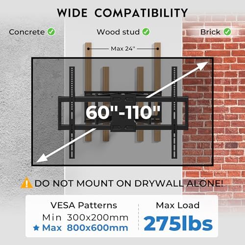 Heavy Duty TV Wall Mount with Extra Long Extendable Arm for 60–110 Inch TVs