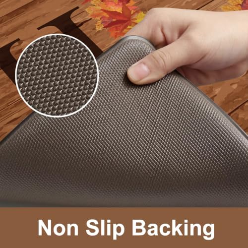 KIMODE Fall Kitchen Mat Anti Fatigue Cushioned Kitchen Rugs Sets of 2 Decor