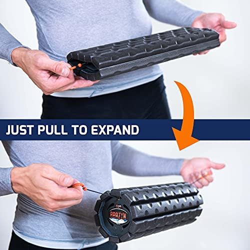 Brazyn Morph Foam Roller: Collapsible Travel Foam Roller for Back Pain Relief, Workout Muscle Recovery, Back Massager, Deep Tissue Leg Massage, Back Cracker (Midnight, Traditional)