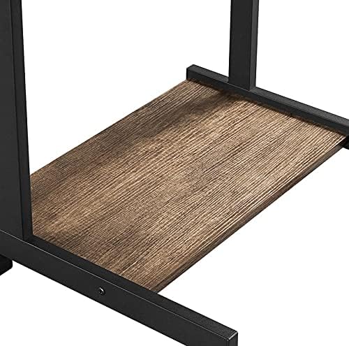 Topeakmart Rolling Computer Desk with Drawer & Keyboard Tray, Taupe Wood
