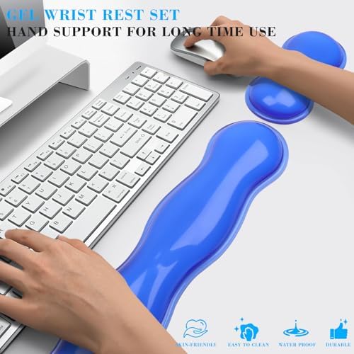 Gel Wrist Rest for Keyboard and Mouse, Wrist Rest for Keyboard, Mouse Wrist Support, Pain Relief, Cool Touch, Non-Skid, Wrist pad Set