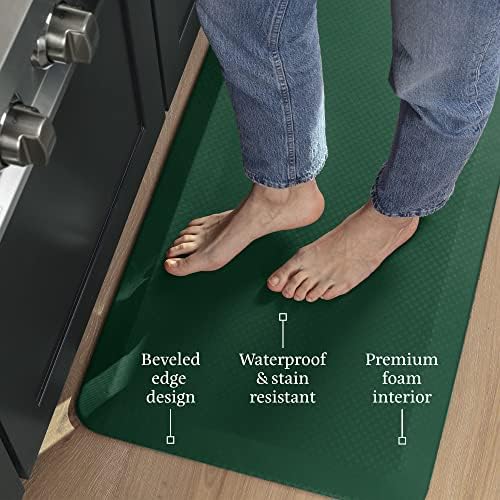 Zulay Home Large 20 x 39 Inch Anti Fatigue Floor Mat - 3/4 Inch Thick Cushioned Kitchen Mats for Standing - Comfortable Padded Floor Mats for Standing Work Desk - Memory Foam Kitchen Mat - Green