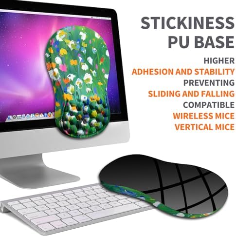 Ergonomic Joint Wrist Support Mouse Pad with Memory Foam Cushion Massage Bump, Carpal Tunnel Pain Relief Mousepad Slope Design for Wrist Rest, 11.8x7.9 in, Iris