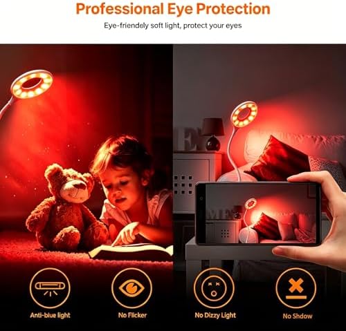 Desk Lamp with 670nm Red Light Therapy for Reading Sleep Bedroom