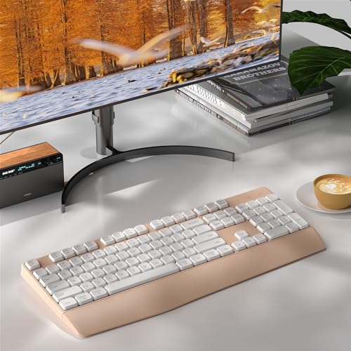 Links9+ Ergonomic Wireless Bluetooth Keyboard with Wrist Rest(Milk Tea)