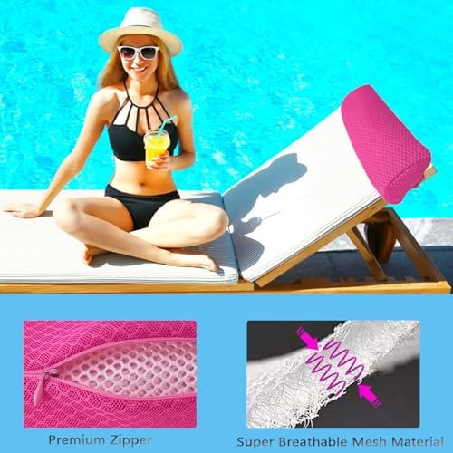 1 Pack Headrest Pillow for Patio Chaise Lounge,Recliner,Beach Chair,Pink