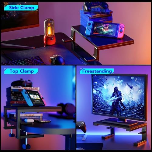 ARES WING Clamp-On Desk Extender Monitor Shelf, 15x9.8 up to 44lbs