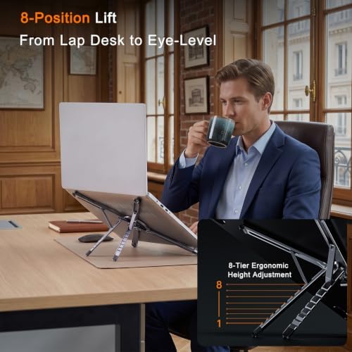 Pocket-Size Laptop Stand for Desk, Magnetic Phone Tablet Holder