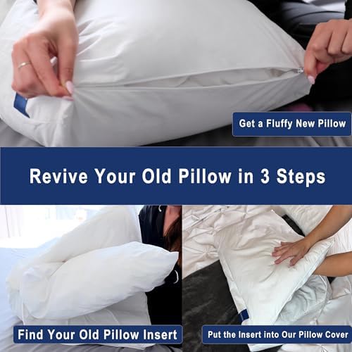 ACCURATEX Fluffy Queen Pillow Cover, Revive Old Flat Pillows, Cotton