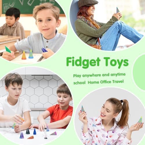 12Pcs Mini Spiral Cone Pyramid Fidget Toy, 3D Printed Impossible Cone Passthrough, Mini Vortex Thread Illusion Desk Deco, Anxiety & Stress Relief, Gift for Adults & Kids (Cone-12 PCS)