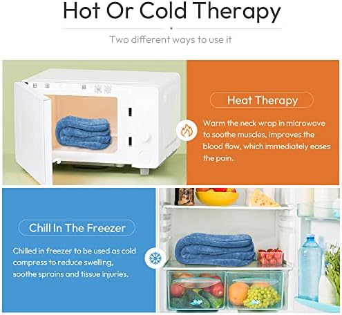 MORLIDEN Microwavable Heated Neck Wrap Warmer and Shoulder Weighted Heating Pad Microwave for Hot and Cold Compress - Light Blue