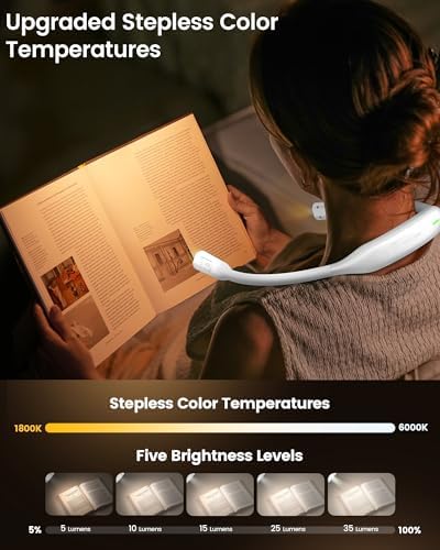 Glocusent Neck Book Light, Rechargeable Neck Lights for Crafts Reading