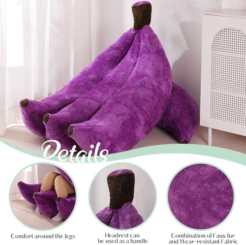 Banana Bean Bag Chair with Ottoman, Floor Sofa Bed with Footrest, Comfy Convertible Lounger for Teens & Adults, Plush Couch for Bedroom, Living Room or Dorm, M-Violet