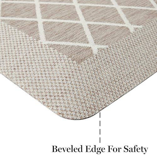 MARTHA STEWART Miles Modern Diamond Anti-Fatigue Air-Infused Kitchen Mat, Coffee Brown, 19.6"x32"