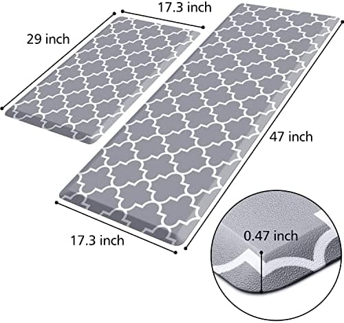 KMAT Kitchen Mat Set of 2,Cushioned Anti-Fatigue Kitchen Mats for Floor