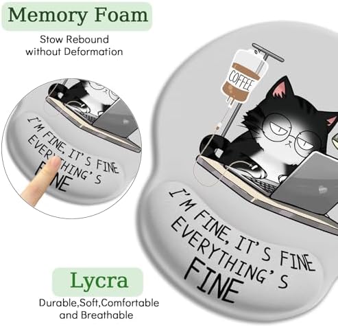 LIMKRIAN Funny Ergonomic Mouse Pad with Wrist Rest, Cat Desk Decor Gifts