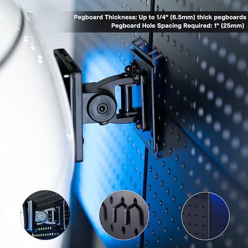 VIVO Black Single Monitor Pegboard Mount, Up to 49 in Ultrawide, MOUNT-PB1U