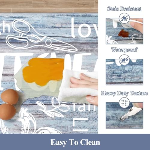 HEBE Anti Fatigue Kitchen Rugs Set of 2, Cushioned Kitchen Mats for Floor