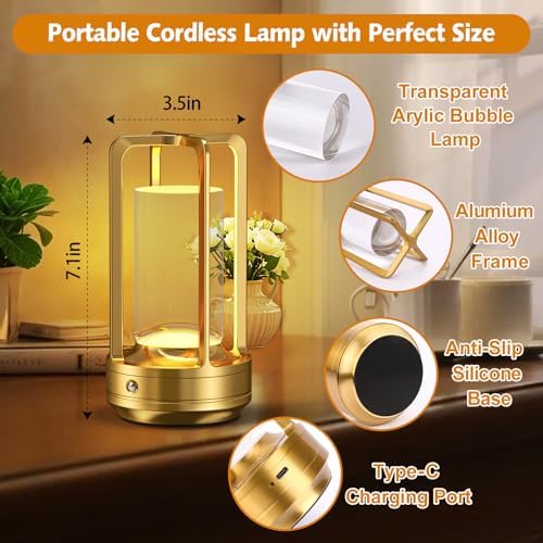 Rechargeable Table Lamp for Outdoor Indoor Portable Lamp with 3 Colors