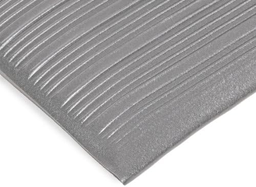 NoTrax T42 Standard PVC Safety/Anti-Fatigue Comfort Rest Ribbed Foam, for Dry Areas, 27" Width x 36" Length x 3/8" Thickness, Silver