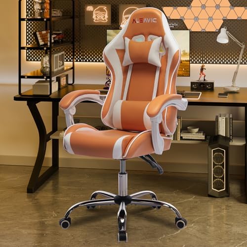 Gaming Chair for Adults, High Back Ergonomic Computer Gaming Chair with Headrest and Lumbar Support, Orange
