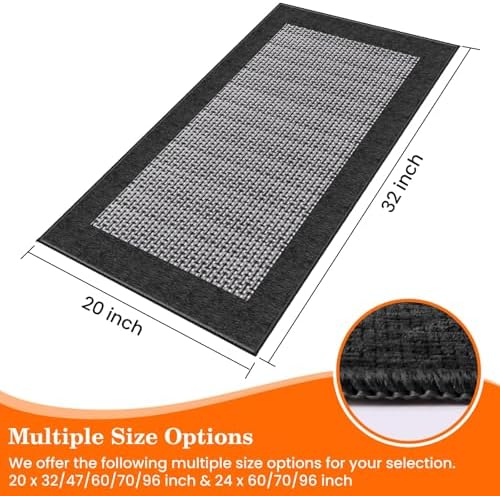 StepRite Kitchen Rugs, Kitchen Mats for Floor, 32"x20" Non-Slip Machine-Washable Kitchen Throw Rug, Absorbent Kitchen Runner Rugs Office, Kitchen Sink Standing Desk Mat, Kitchen Decor Carpet, Black