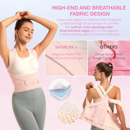 SHAPERKY Posture Corrector for Women for Support: Back Brace for Full Back Support - Adjustable Shoulder Straightener for Women and Men (Large)
