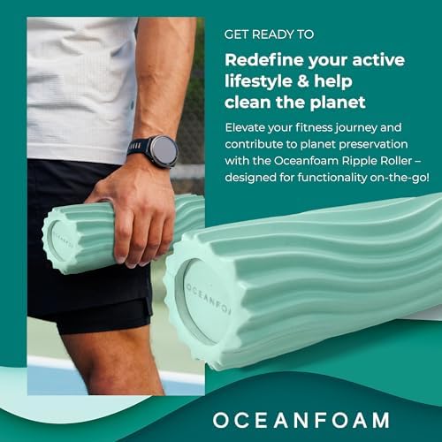 Oceanfoam Ripple Roller - Small Foam Roller for Physical Therapy (Seafoam)