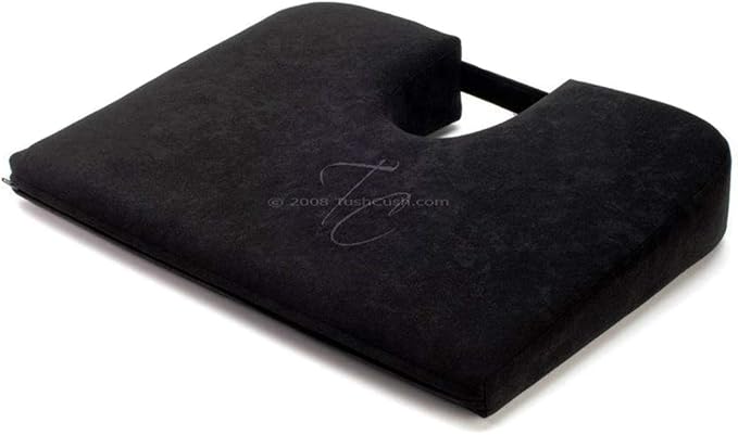 Tush Cush Home Office Orthopedic Large Computer Ergonomic Seat Cushion Original - Firm Black Fabric