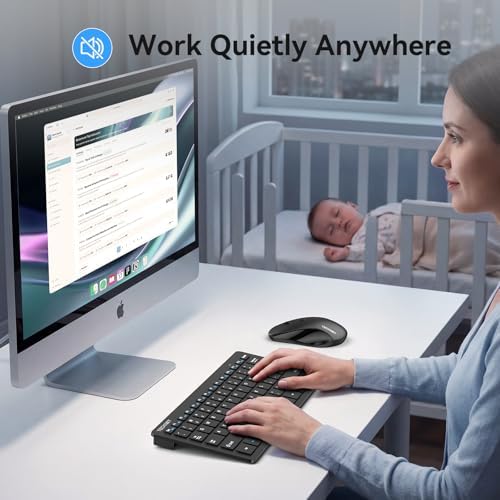 TECKNET Wireless Keyboard and Mouse Combo, 2.4G Mini Cordless Computer Keyboard and Mouse Set, Silent Adjustable 1600 DPI, Quiet Click, Lag-Free for Computer, Laptop, PC, Windows, Mac, Chrome OS