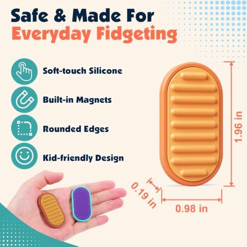 LESONG Magnetic Fidget Toys for Adults & Kids - Textured Sensory Fidget Sliders Quiet Stress Relief Toys for Autism ADHD - Magnets Fidgets for Classroom Prizes Travel Office Desk - 12 Pack
