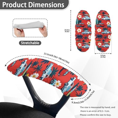 Coconut Tree Print Office Arm Chair Covers, 2 Pieces Elastic Gaming Chair Arm Rest Covers Flower Car Print Computer Chair Arm Protectors, Soft Comfy Arm Rest Covers for Office Chair
