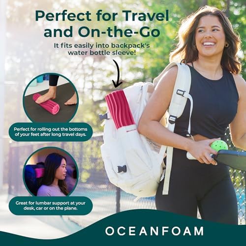 Oceanfoam Ripple Roller - Small Foam Roller for Physical Therapy (Hot Pink)