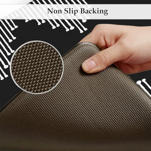 KIMODE Anti Fatigue Kitchen Mats for Floor, Black Diamond Kitchen Rugs Sets of 2, Kitchen Floor Mats Cushioned Non Slip, Memory Foam Standing Mats for Laundry Office Sink Desk 20"x47"+20"x32"