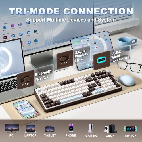 YUNZII B98 PRO 96% Wireless Mechanical Keyboard(Coffee Brown, Milk Switch)