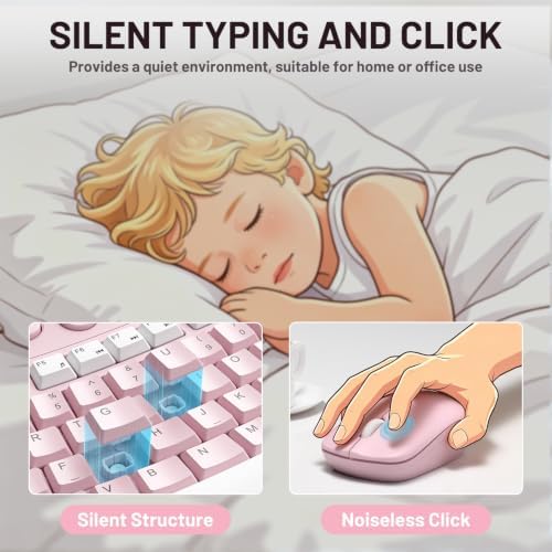 Wireless Keyboard and Mouse Combo Silent Ergonomic Curved Design for Office