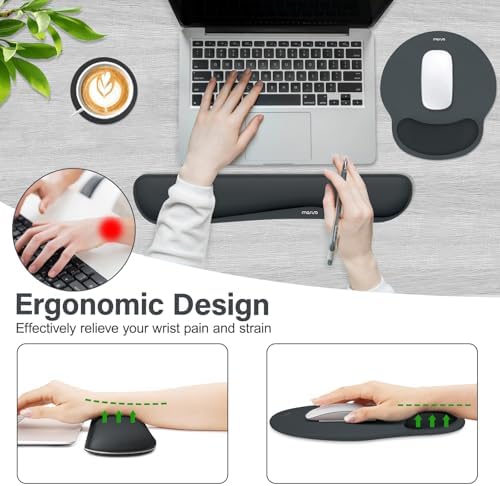 MOSISO Wrist Rest Support for Mouse Pad&Keyboard Set, Slate Gray