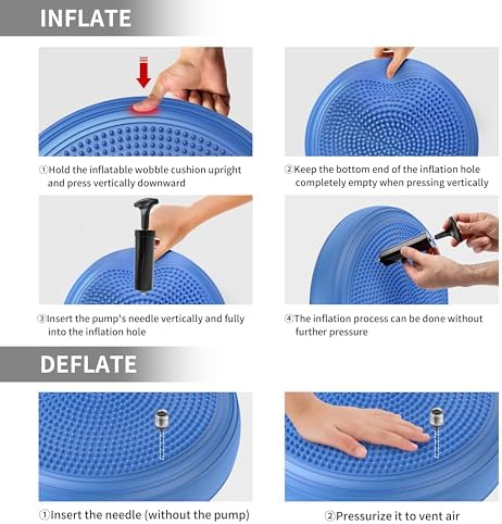 Inflated Wobble Cushion,Circular Non-slip Texture for Comfortable Sitting,Extra Thick Dyna Disc with Pump for Core Strength,Wiggle Seat to Improve Posture,Fitness,660lb Load Capacity